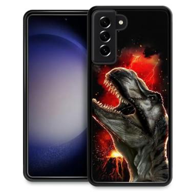 Imagem de TnXee Capa compatível com Samsung Galaxy S23 FE, Volcano T-rex capa protetora antiderrapante e à prova de choque para menino/menina, borracha de silicone macio + capa traseira rígida compatível com