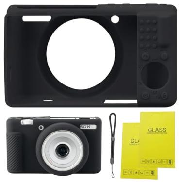 Imagem de SZHSYJY Capa de câmera para câmera digital Sony ZV-1F/ ZV-1 II/ZV-1M2, bolsa protetora de silicone macio ZV1F, capa macia antiarranhões com protetor de tela ZV1 F e alça de pulso (preto)