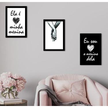 Imagem de Kit Quadros Decorativos de Parede Sala Quarto Abstrato Frases 20x30cm 