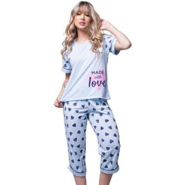 Imagem de Pijama Pescador Feminino Vekyo Modas Blusa Manga Curta e Calça Adulto 