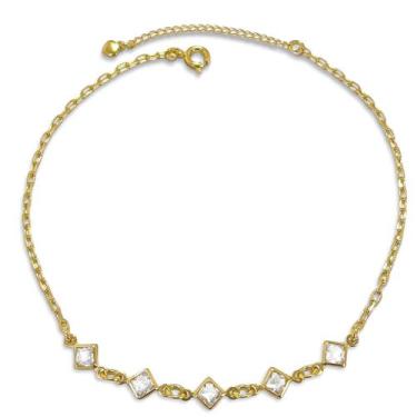 Imagem de Tornozeleira Losango em Zirconia Banhada Ouro 18k  - Dril Semijoias