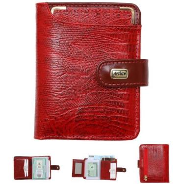 Imagem de Carteira Feminina Couro Legítimo Premium Rg Cnh Cartões - ARTLUX, Verm