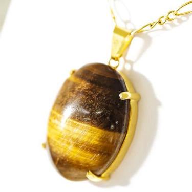 Imagem de Colar Extra Cabochao Pedra Olho de Tigre Garra Prata 950 - CristaisdeC