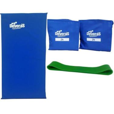 Imagem de kit ginastica em casa mini band médio + caneleira de peso 2kg + colcho