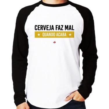 Imagem de Camiseta Raglan Cerveja faz mal, quando acaba Manga Longa - Foca na Mo