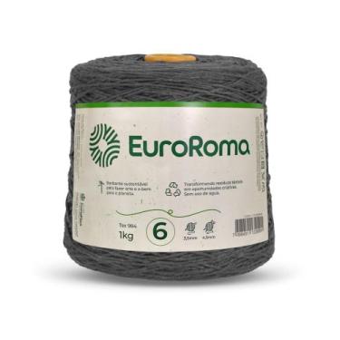 Imagem de  Barbante Colorido Euroroma 1kg Nº6 Crochê e Tricô,  Chumbo - 350
