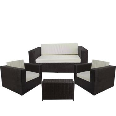 Imagem de Jogo 1 Namoradeira e Poltronas Assento Estofado e Mesa - Branco Gelo T