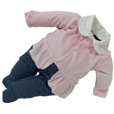 Imagem de Macacão Longo Luxo Bebê Menina Inverno Moletinho Plush 2791 - Chuquinh