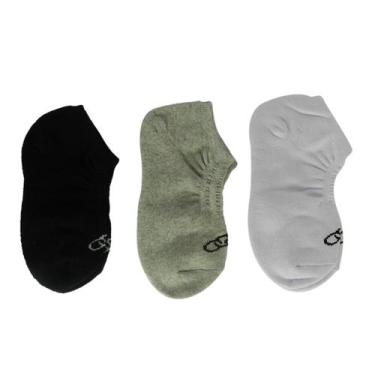 Imagem de Meia Feminina Olympikus Invisível c/ 3 Pares Oiwsa81923, Branco, Cinza