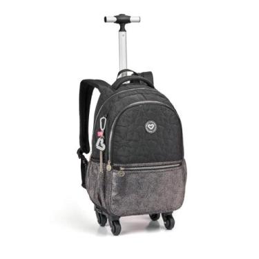 Imagem de Mochila de  matelasse estrela com rodas 360(mr42212) - PRINCESA, Preto