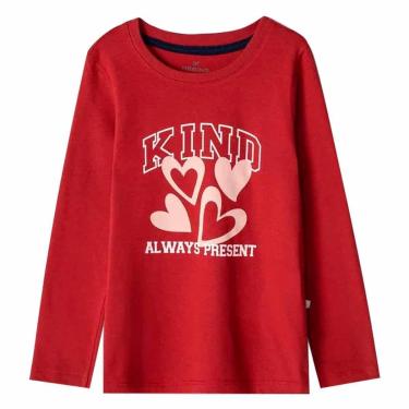 Imagem de Blusa Hering Infantil Menina Manga Longa Com Estampa  Vermelho-Feminino