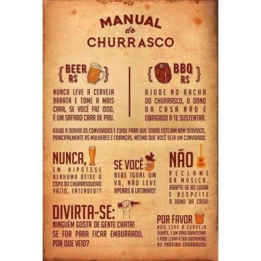 Imagem de Placa Decorativa Quadro Manual Do Churrasco Lindo (V594) - Cool, Mdf, 