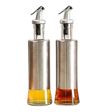 Imagem de Conjunto de Galheteiro em Vidro e Inox, 2 Peças, 300ml, com Bico Dosador