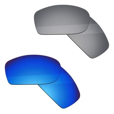 Imagem de Boldbright Lentes de substituição compatíveis com óculos de sol Oakley Fives Squared - revestido de titânio e azul espelhado