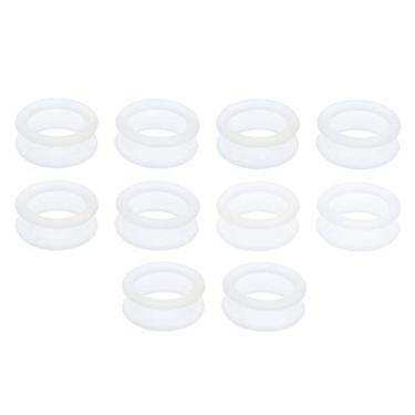 Imagem de 10 pçs tesoura de cabelo de barbeiro tesoura anéis de dedo, inserções de dedo de silicone macio para tesoura de aparar cabelo - branco