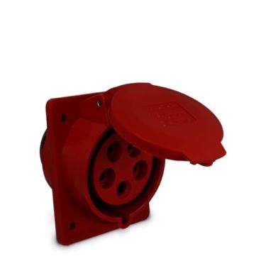 Imagem de Tomada de Embutir Industrial 380Vca Vermelho 32A 6H 3P+N+T
