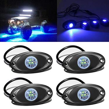 Imagem de 4 cápsulas de LED para Jeep ATV SUV Offroad Car Truck Boat Underbody Glow Trail Rig Lamp Underglow LED Neon Lights Impermeável 12V 24V - Azul