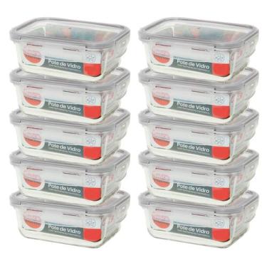 Imagem de Pote Hermético De Vidro Marmita Kit C/10 De 660ml -com Trava - Dolce H