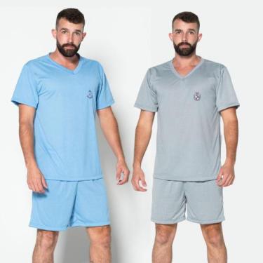 Imagem de KIT 2 Pijama Masculino Gola Liso V Fechado Bella Fiore Roupas Masculin