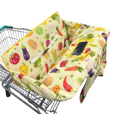 Imagem de Capa de carrinho de compras 2 em 1 para carrinho de bebê com bolsa de pano portátil almofada de assento de carrinho para bebês, capa de almofada de supermercado, restaurante, adequada para todos os