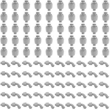 Imagem de Wocloer Conector de conduíte flexível de PVC de 1/5.1 cm, acessórios de conduíte listados pela UL, pacote com 100 (50 peças 180D/50 peças 90D)