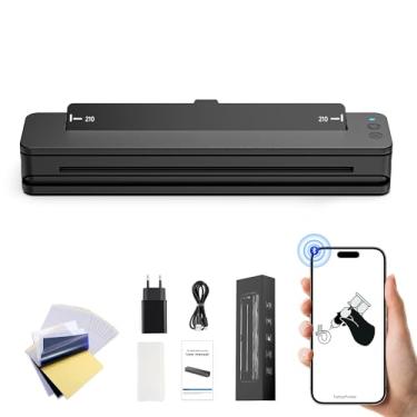 Imagem de RHEIN Impressora de estêncil de tatuagem T106Z-US Impressora térmica sem fio 2500mAh 300 dpi A4 papel de transferência de tatuagem, 10 peças de tecidos de limpeza gratuitos compatíveis com smartphone