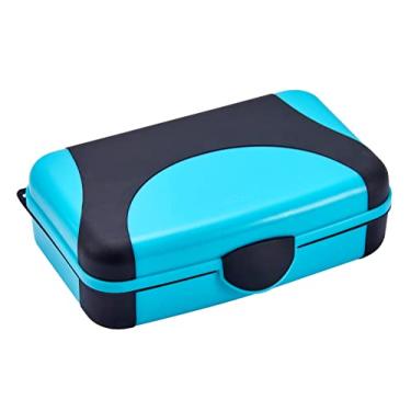 Imagem de It's Academic Estojo de lápis, porta-lápis rígido para crianças, plástico durável com trava, para lápis, canetas, marcadores, giz de cera, azul e preto