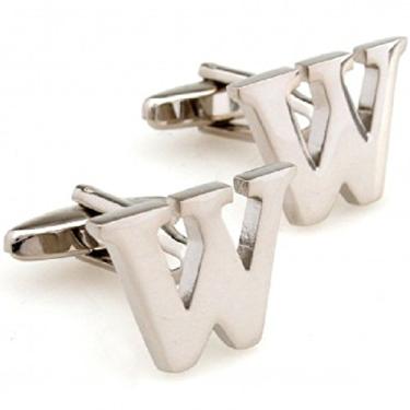 Imagem de Abotoaduras masculinas SS Letter W Prata