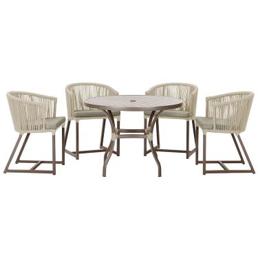 Imagem de Mesa com 4 Cadeiras de Jantar Roma 100cm e Noronha em Aluminío