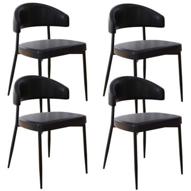 Imagem de Kit 04 Cadeiras Estofada Para Sala De Jantar Serena Preto C01 Courino Preto - Lyam Decor
