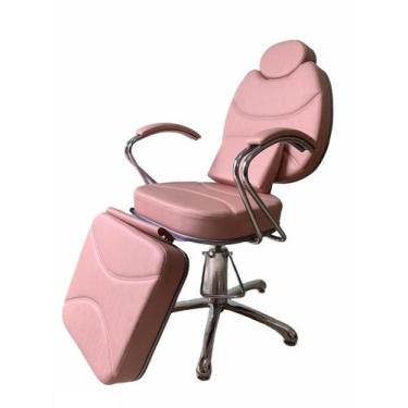 Imagem de Cadeira Reclinável Hidráulica Para Maquiagem e Estética Estofado Rosa 