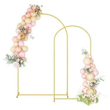 Imagem de UDEAR Conjunto De 2 Suportes Arco Metal Para Cenário (2,2 M/2 M), Kit Casamentos, Festas, Eventos, Plantas Trepadeiras, Cenários Fotos Chá Bebê, Dourado