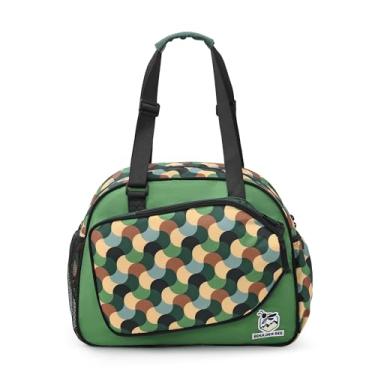Imagem de Boulder Bee Sacolas De Pickleball Premium, Bolsa Tote Feminina, Academia Feminina Mão/Ombro Com Suporte Para Garrafa Água, Raquete/Remo (Onda Verde)