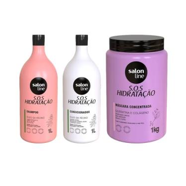 Imagem de Salon Line, SOS Hidratação, Kit Hidratação Turbinada com Máscara Bio-Reconstrução, Somente a Máscara Capilar Não é Vegana - Para Cabelos Lisos, Ondulados, Cacheados e Crespos, 1 L e 1 kg