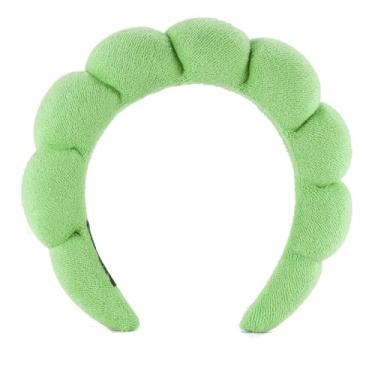 Imagem de TYSSELY Bandanas de spa para lavar o rosto, maquiagem, cuidados com a pele, faixa facial com bolhas, faixa de cabeça de toalha, faixa de cabelo inchada