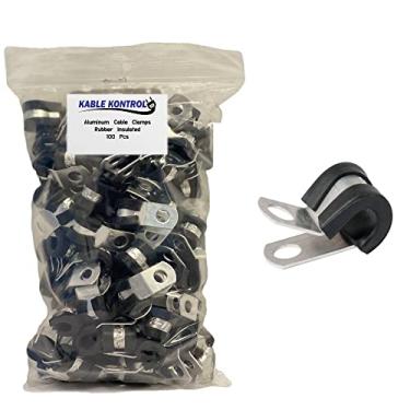 Imagem de Kable Kontrol Pacote com 100 braçadeiras de cabo de alumínio de 1/2 polegada, braçadeira de fio isolada revestida de borracha, gerenciamento de cabos para mangueira, tubo de aço, fios, cabos