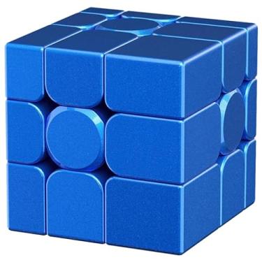 Imagem de Bukefuno Moyu Cubo de espelho V2 M UV 3x3 azul magnético cubo mágico quebra-cabeça 3x3x3 MFJS espelho V2 irregulares sem adesivo ímã velocidade cubo mágico (versão azul espelhado revestido UV)