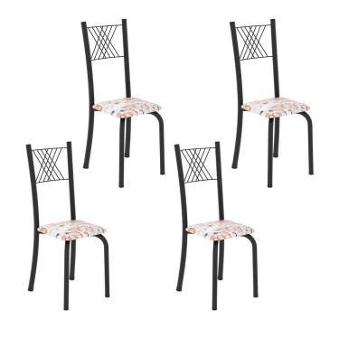 Imagem de Cadeiras para Sala de Jantar 4 Unidades Sara Botanic Bege / Preto