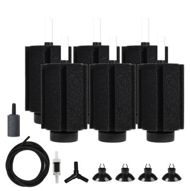 Imagem de ALEGI Aquarium X Filtro de esponja grande 150 galões, filtro de esponja de 300 litros com pedra de ar para aquário grande (6 peças)