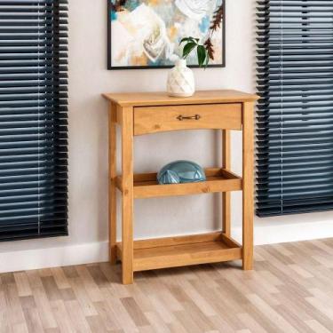 Imagem de Aparador De Sala Rústico 100% Madeira 1 Gaveta Bella Carvalho Fosco - 