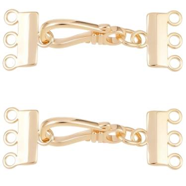 Imagem de Beebeecraft 1 caixa, 2 peças, separador de fechos em camadas, 3 fios, fecho de colar, gancho de latão, conectores de camada tripla, extensor de corrente dourada, conversor para pulseiras