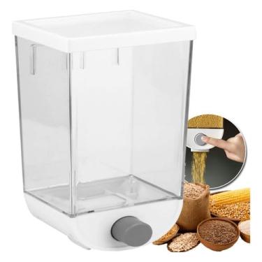 Imagem de Dispenser de Cereais para Parede, 1000ml, 11,5 x 9,5 x 19,5 cm, Transparente com Tampa Branca