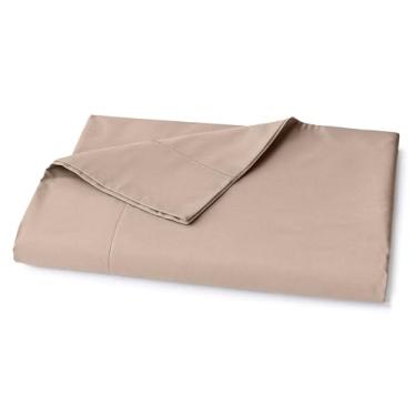 Imagem de Lane Linen Lençol de cima 100% algodão orgânico (205,7 cm x 243,8 cm) - Lençol de cima 100% algodão super macio - Lençol de cama de algodão leve e durável - Cinzento-acastanhado