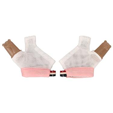 Imagem de 1 par de polegar sucking stop luvo macio ajustável com protetor de tratamento de polegar de fivela para criança (Rosa)