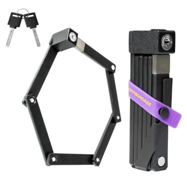 Imagem de OFFBONDAGE Cadeado dobrável para bicicleta com suporte de montagem Fechaduras de bicicleta antirroubo com cabeça de trava giratória de 360° à prova d'água e resistente a arranhões Cadeado de corrente