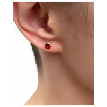 Imagem de Brinco Infantil Joaninha Ouro 18k 750 - ZELLO JOIAS