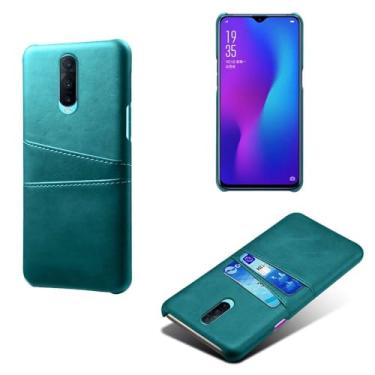 Imagem de Capas Compatível com OPPO R17 PRO,Caso de couro PU-Tampa de telefone a prova de choque com 2 slots de cartão,Proteção anti-impressão digital e anti-gota-Green