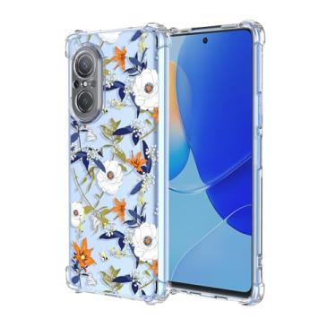 Imagem de OEURVQO Capa para Huawei Nova 9 SE Nova 9 SE Honor 50 SE Capa de telefone protetora para Huawei Nova 9 SE com estampa floral transparente TPU macio à prova de choque antiarranhões para Huawei Nova 9