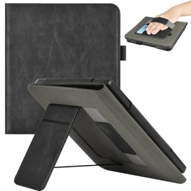 Imagem de J.M.SHOW Capa para Kobo Libra Color de 7 polegadas (versão 2024) e Kobo Libra 2 (versão 2021), capa traseira protetora de TPU macio com alça de mão e compartimento para cartão, despertar/hibernar