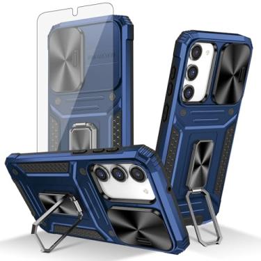 Imagem de Asuwish Capa de telefone para Samsung Galaxy S23 Plus S23+ 5G com capa de câmera deslizante de vidro temperado protetor de tela suporte de anel protetor de celular S23plus 23S + S 23 23+ SM-S916U 16.8